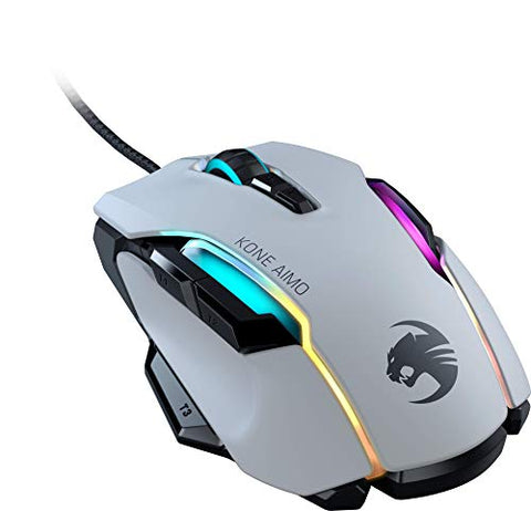 Roccat Kone AIMO Gaming Maus (hohe Präzision, Optischer Owl-Eye Sensor (100 bis 16.000 Dpi), RGB AIMO LED Beleuchtung, 23 programmierbare Tasten, Designt in Deutschland, USB), weiß(remastered)