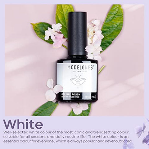 Modelones UV Nagellack Weiß, 15ml 1Pc Gel Shellac Gellack für UV/LED Nagellampe Soak Off Langlebige French Maniküre gelnägel All-MatchStil, Salon & Heimgebrauch Nail Art DIY