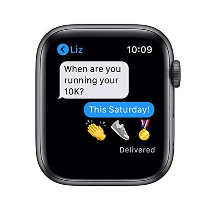 Apple Watch Series 6 (GPS, 44MM) Aluminiumgehäuse Space Grau Schwarz Sportarmband (Generalüberholt)