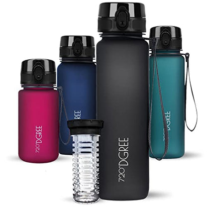 720°DGREE Trinkflasche “uberBottle“ softTouch +Früchtebehälter - 1L - BPA-Frei - Wasserflasche für Uni, Sport, Fitness, Fahrrad, Outdoor - Sportflasche aus Tritan - Leicht, Bruchsicher, Nachhaltig