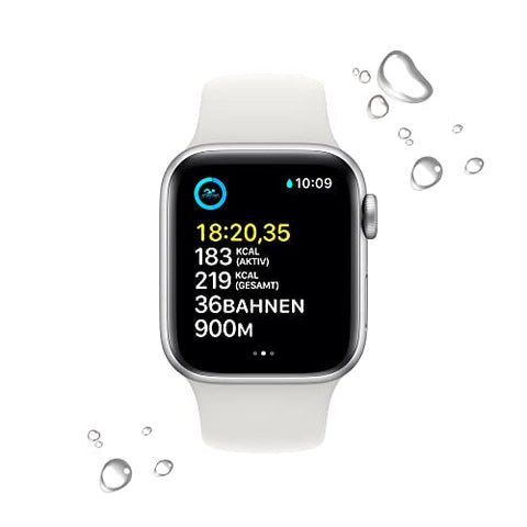 Apple Watch SE (2. Generation) (GPS + Cellular, 40mm) Smartwatch - Aluminiumgehäuse Silber, Sportarmband Weiß - Regular. Fitness-und Schlaftracker, Unfallerkennung, Herzfrequenzmesser