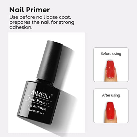 AIMEILI Nail Primer Gel Nail Prep Bond Primer für Gelnägel UV LED Gel Nagellack Acrylpulver Acryl Nägel 10ml