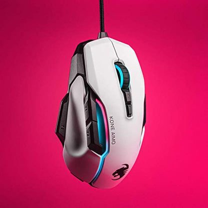 Roccat Kone AIMO Gaming Maus (hohe Präzision, Optischer Owl-Eye Sensor (100 bis 16.000 Dpi), RGB AIMO LED Beleuchtung, 23 programmierbare Tasten, Designt in Deutschland, USB), weiß(remastered)