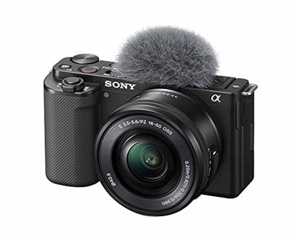 Sony Alpha ZV-E10 | APS-C spiegellose Wechselobjektiv-Vlog-Kamera (schwenkbarer Bildschirm für Vlogging, 4K-Video, Echtzeit-Augen-Autofokus), Schwarz + SEL1650 Objektiv