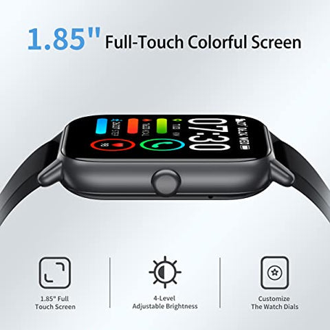Smart Watch for Men Women Answer/Make Call, 1.85'' Screen Fitness Watch, Heart Rate Monitor, Smartwatch with Step Counter, IP68 Waterproof, 112 Sports Modes Activity Fitness Tracker for Android IOS