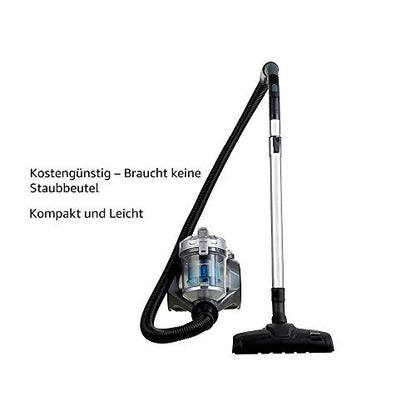 Amazon Basics – Zylinder-Staubsauger, leistungsstark, kompakt und leicht, ohne Beutel, für Hart- und Teppichböden, HEPA-Filter, 700 W, 1,5 l, EU, Schwarz/Blau