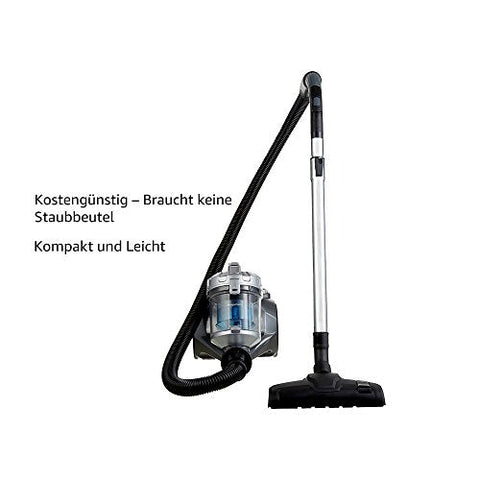 Amazon Basics – Zylinder-Staubsauger, leistungsstark, kompakt und leicht, ohne Beutel, für Hart- und Teppichböden, HEPA-Filter, 700 W, 1,5 l, EU, Schwarz/Blau