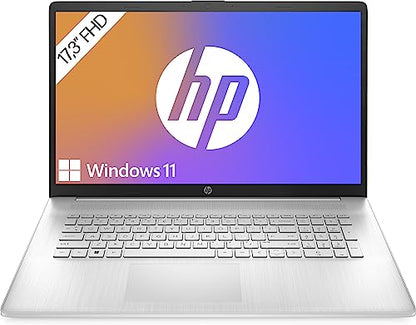 HP Laptop | 17,3 Zoll (43,9 cm) FHD IPS Display | AMD Ryzen 3 7320U | 8 GB RAM | 256 GB SSD | AMD Radeon-Grafik | Windows 11 Home | QWERTZ Tastatur | Silber | mit HP Fast Charge