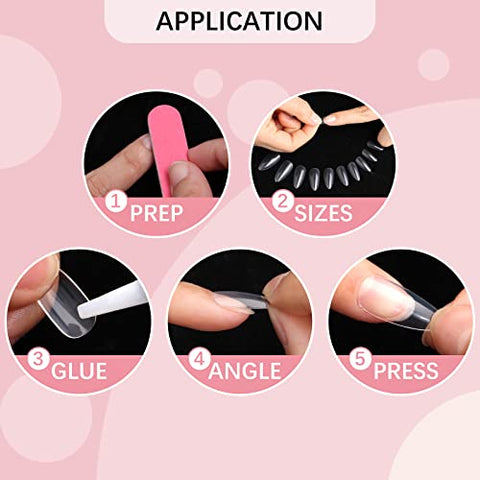 BTArtbox 500 Stück Mandel Tips für Nägel Mittel Full Cover Almond Nail Tips für Gelnägel Klare Acryl Nageltips Mandelform Künstliche Fingernägel mit Box, für Nagelstudios und DIY-Nagelkunst, 10 Größen
