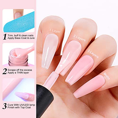 AIMEILI UV LED Gellack Gel Nagellack Base & No Wipe Top Coat Unterlack & Überlack Set Gel Polish 2×8ml