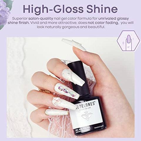 Modelones UV Nagellack Weiß, 15ml 1Pc Gel Shellac Gellack für UV/LED Nagellampe Soak Off Langlebige French Maniküre gelnägel All-MatchStil, Salon & Heimgebrauch Nail Art DIY