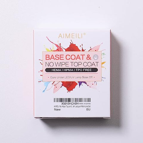 AIMEILI UV LED Gellack Gel Nagellack Base & No Wipe Top Coat Unterlack & Überlack Set Gel Polish 2×8ml