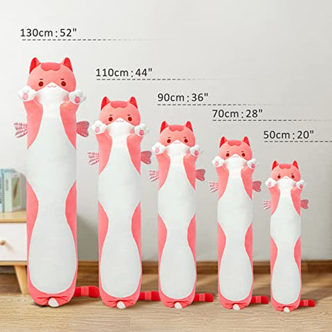 Mewaii 70CM Kuscheltier Kawaii Katzen Plüschkissen Stofftiere Lang Kätzchen Plüschtier Ausgestopftes Tier Spielzeug Kuschelkissen Geschenk Plüschkissen