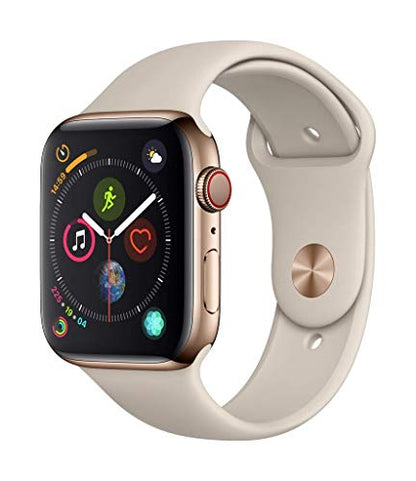 Apple Watch Series 4 44mm (GPS + Cellular) - Edelstahlgehäuse Gold Stein Sportarmband (Generalüberholt)
