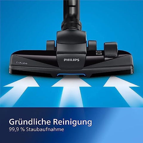 Philips PowerPro Compact Beutelloser Staubsauger, 900 W PowerCyclone 5, Allergy H13-Filter, 76dB, TriActive Nozzle, 6m Kabel, Star White, (FC9332/09)