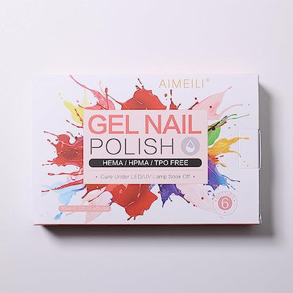 AIMEILI UV LED Gellack mehrfarbig ablösbarer Gel Nagellack Neon Gel Polish Set Kit - 6 x 10ml - Set Nummer 12