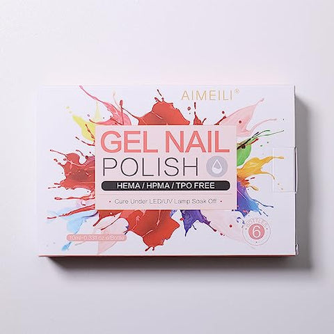 AIMEILI UV LED Gellack mehrfarbig ablösbarer Gel Nagellack Neon Gel Polish Set Kit - 6 x 10ml - Set Nummer 12