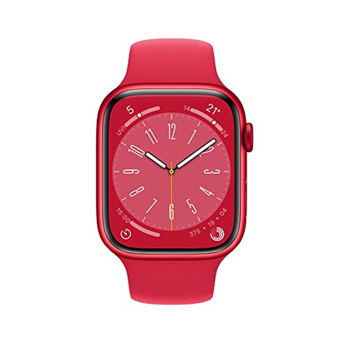 Apple Watch Series 8 (GPS + Cellular, 45mm) Smartwatch - Aluminiumgehäuse Product(RED), Sportarmband Product(RED) - Regular. Fitnesstracker, Blutsauerstoffund EKGApps, Wasserschutz