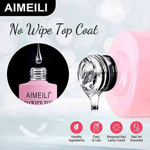 AIMEILI Base Coat Top Coat UV LED Gel Nagellack Gellack Unterlack & Überlack Set Nägel Maniküre Kit 2×10ml
