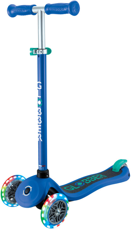 Globber Mini Scooter | Primo Lights | Navy Blue - Emerald Green