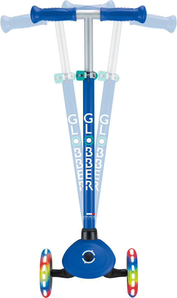 Globber Mini Scooter | Primo Lights | Navy Blue - Emerald Green