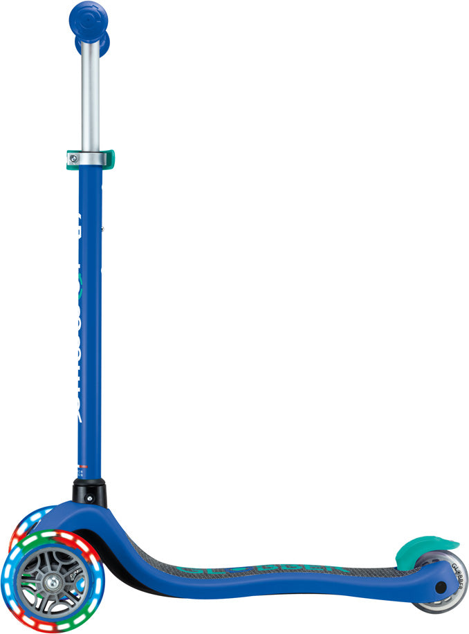 Globber Mini Scooter | Primo Lights | Navy Blue - Emerald Green