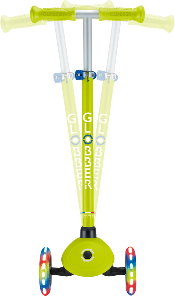 Globber Mini Scooter | Primo Lights | Lime green - Navy blue