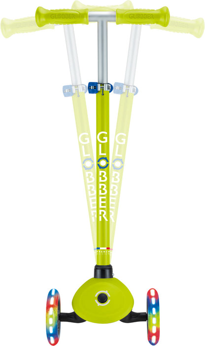 Globber Mini Scooter | Primo Lights | Lime green - Navy blue
