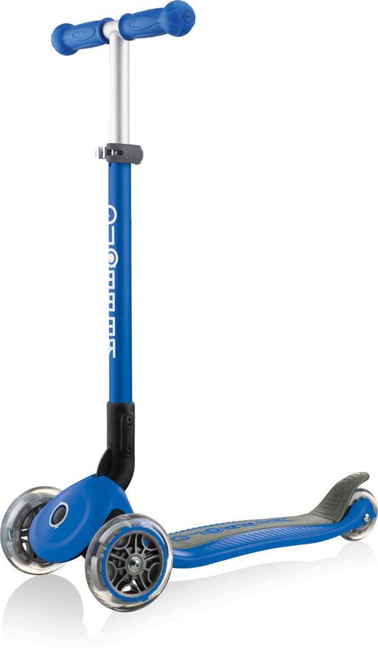 Globber Mini Scooter | Primo Foldable | Anodized T-Bar | Marineblau