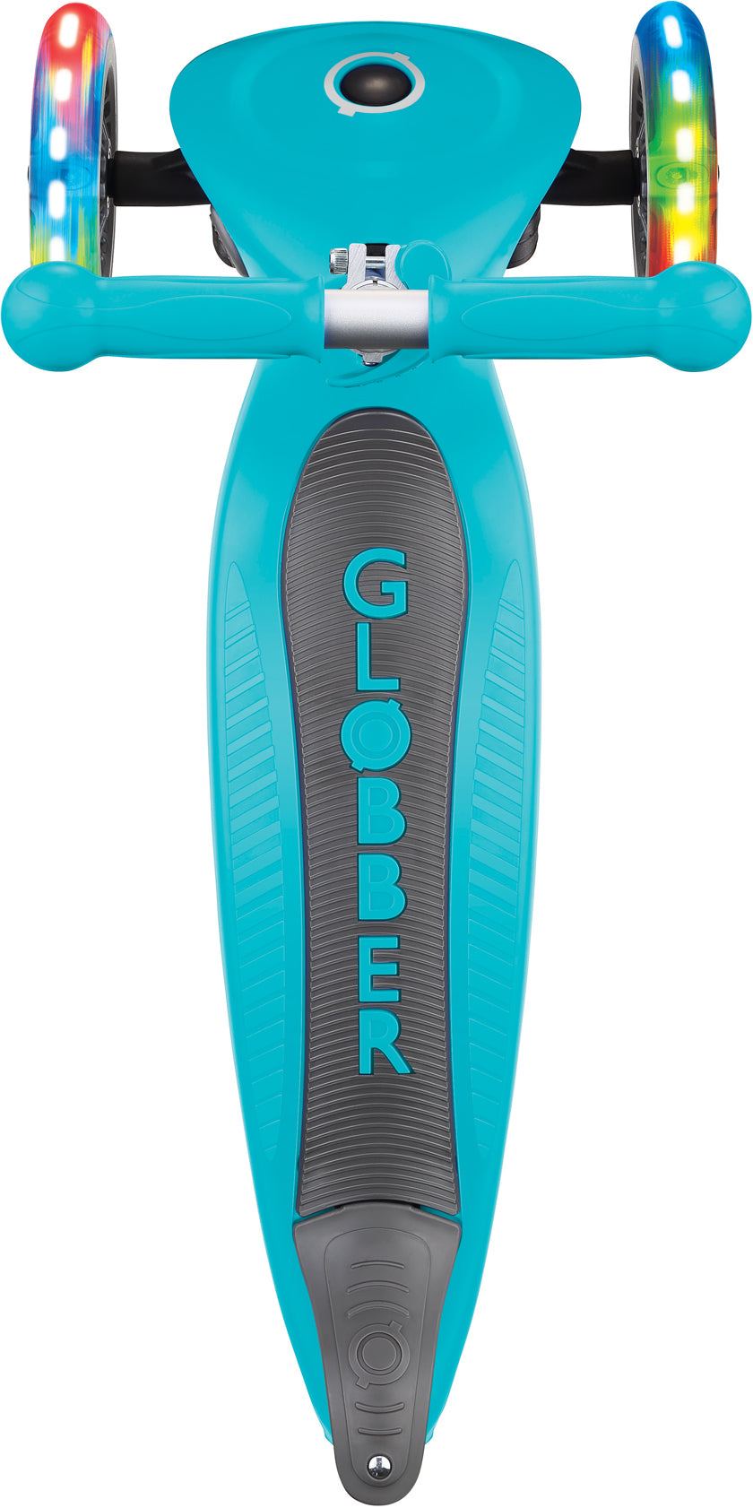 Globber Mini Scooter | Primo Foldable Lights | Anodized T-Bar | Teal