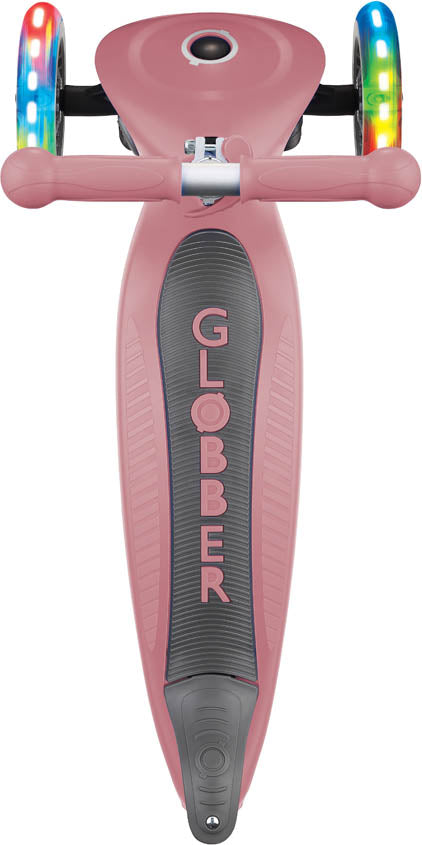 Globber Mini Scooter | Primo Foldable Lights | Anodized T-Bar | Pastel pink