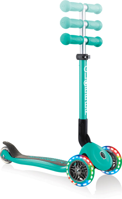Globber Mini Scooter | Junior Foldable Lights | Emerald Green