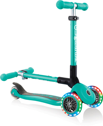 Globber Mini Scooter | Junior Foldable Lights | Emerald Green