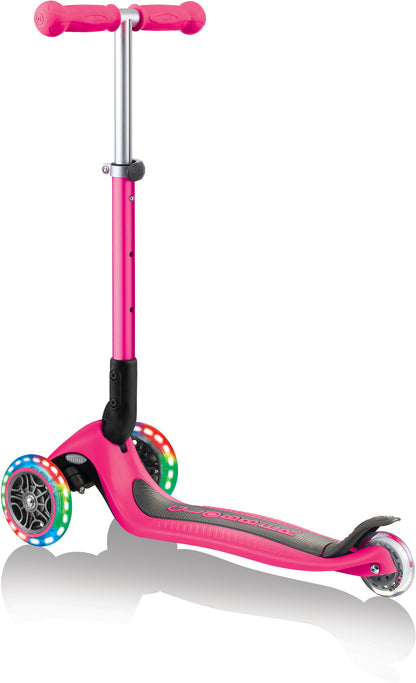 Globber Mini Scooter | Junior Foldable Lights | Neon Pink