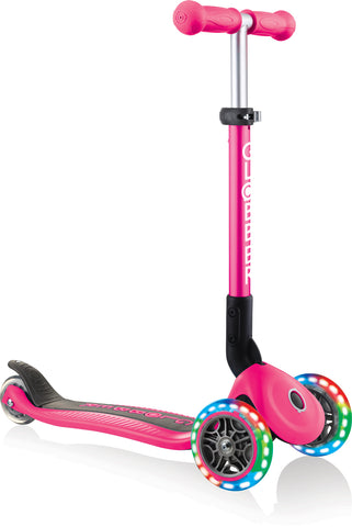 Globber Mini Scooter | Junior Foldable Lights | Neon Pink