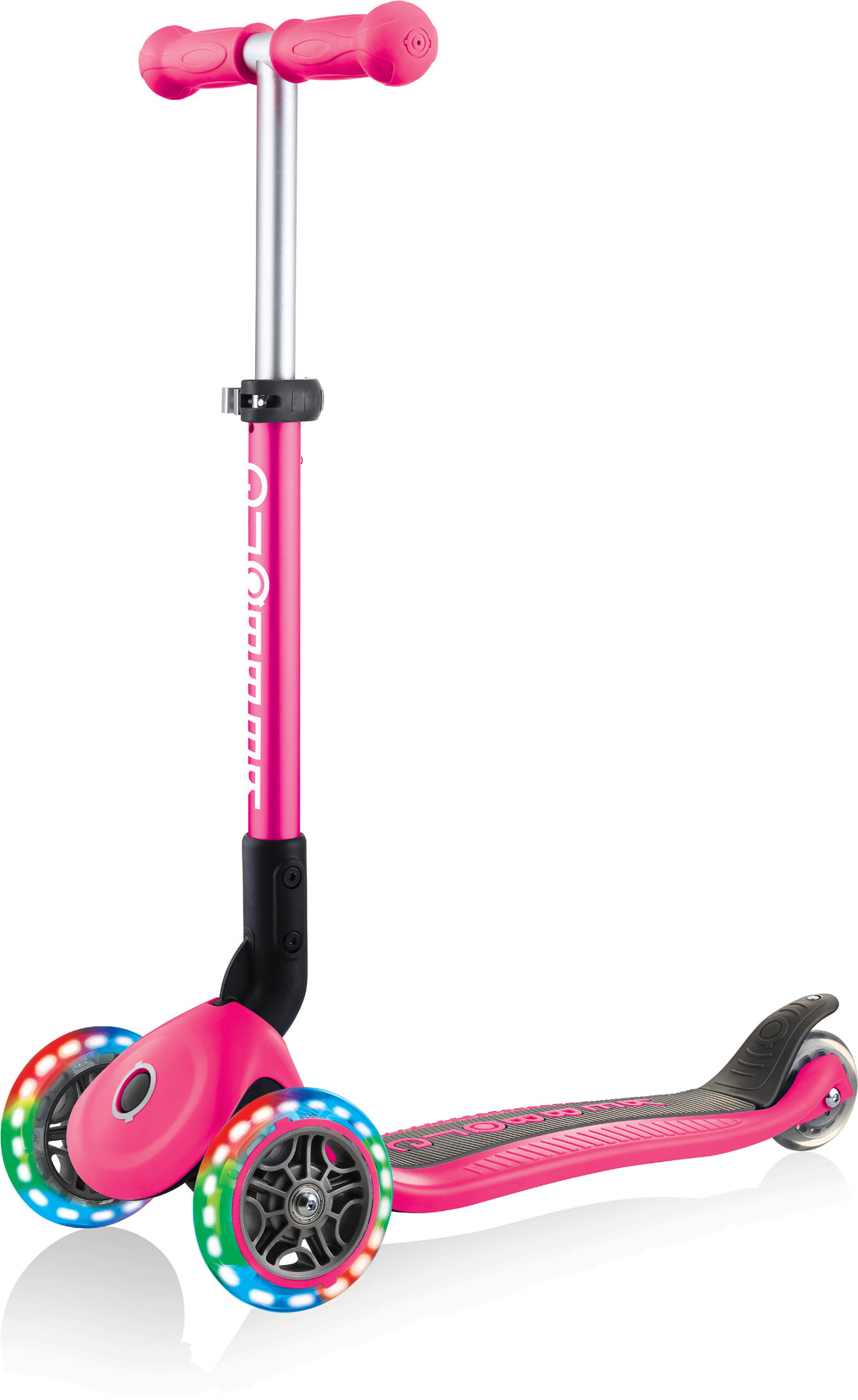 Globber Mini Scooter | Junior Foldable Lights | Neon Pink