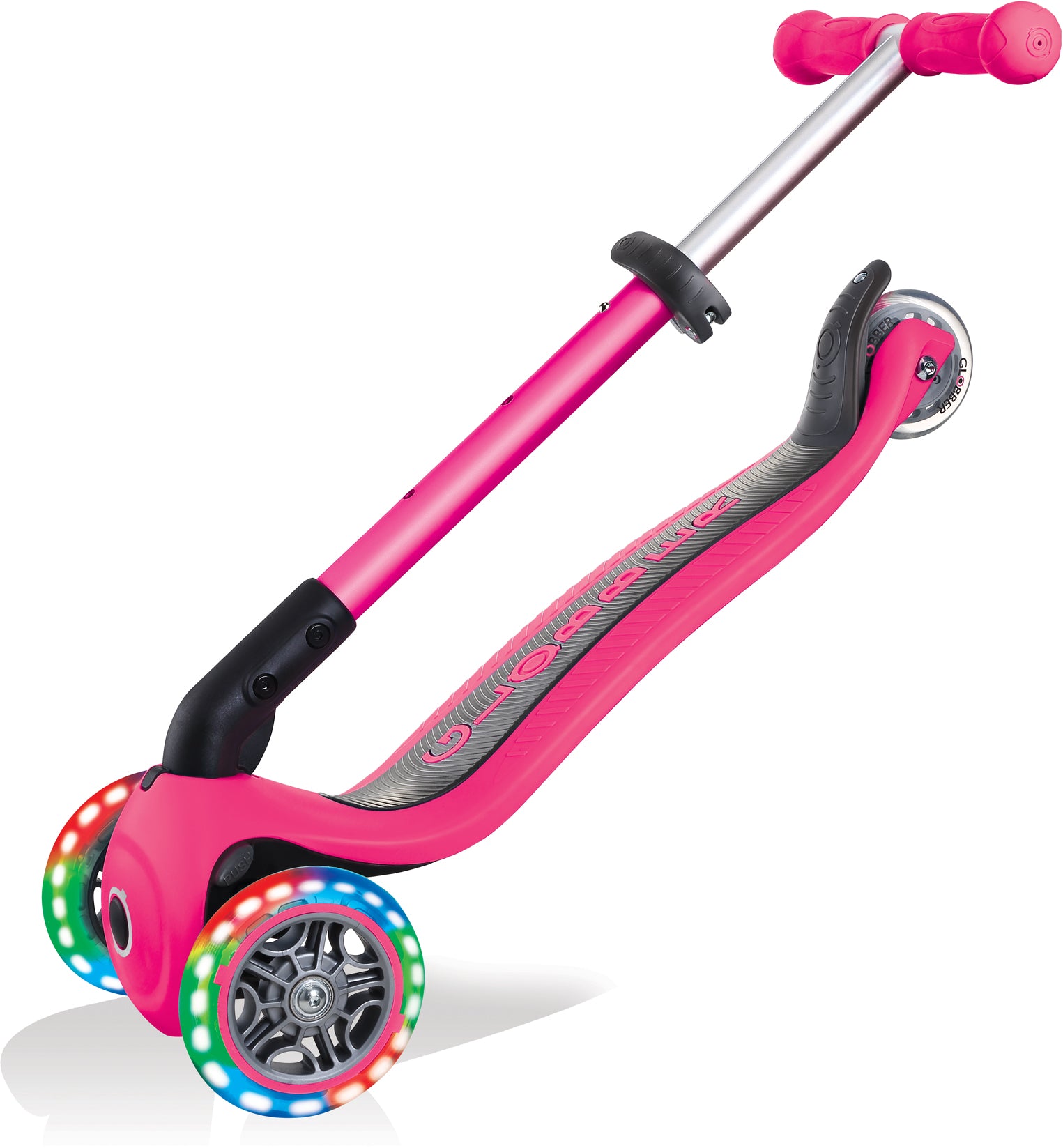 Globber Mini Scooter | Junior Foldable Lights | Neon Pink