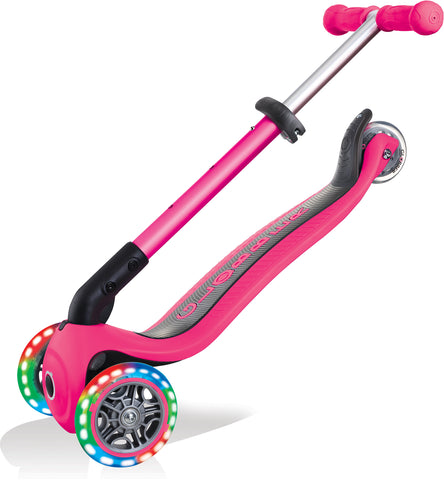 Globber Mini Scooter | Junior Foldable Lights | Neon Pink