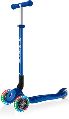 Globber Mini Scooter | Primo Foldable Plus Lights | Blue