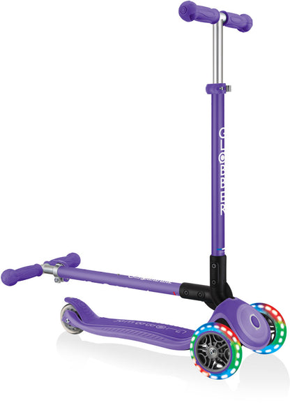 Globber Mini Scooter | Primo Foldable Plus Lights | Violet