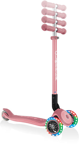 Globber Mini Scooter | Primo Foldable Plus Lights | Pastel Pink