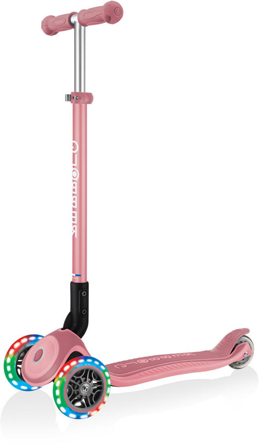 Globber Mini Scooter | Primo Foldable Plus Lights | Pastel Pink