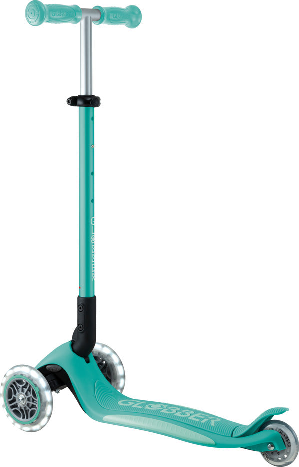 Globber Mini Scooter | Primo Foldable Plus Lights | Dark Mint - Mint