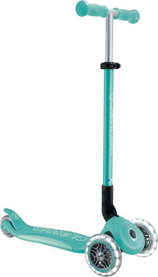 Globber Mini Scooter | Primo Foldable Plus Lights | Dark Mint - Mint