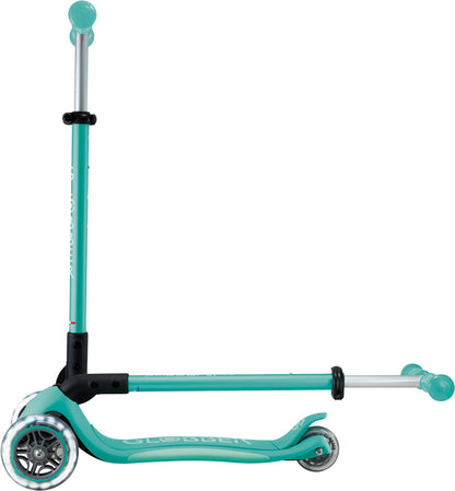 Globber Mini Scooter | Primo Foldable Plus Lights | Dark Mint - Mint