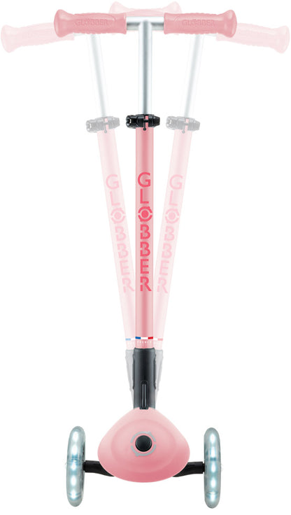 Globber Mini Scooter | Primo Foldable Plus Lights | Pastel Pink - Fuchsia