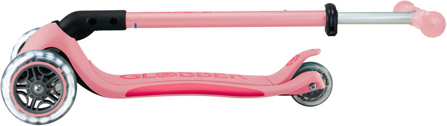 Globber Mini Scooter | Primo Foldable Plus Lights | Pastel Pink - Fuchsia