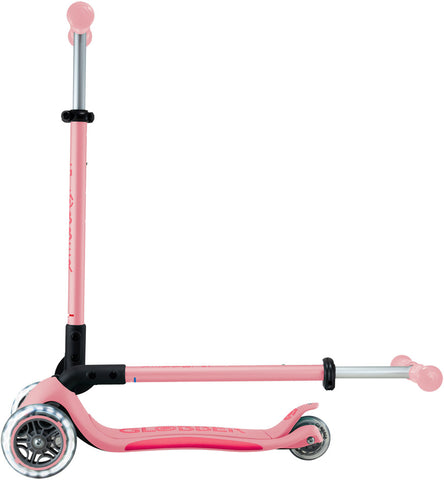 Globber Mini Scooter | Primo Foldable Plus Lights | Pastel Pink - Fuchsia