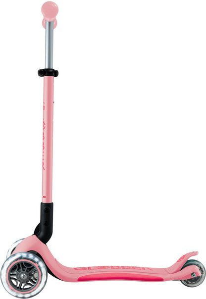 Globber Mini Scooter | Primo Foldable Plus Lights | Pastel Pink - Fuchsia