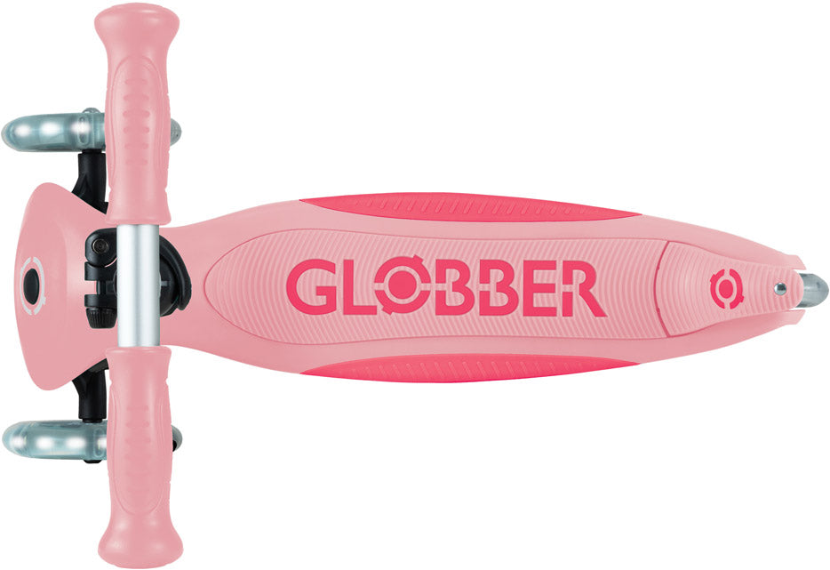 Globber Mini Scooter | Primo Foldable Plus Lights | Pastel Pink - Fuchsia